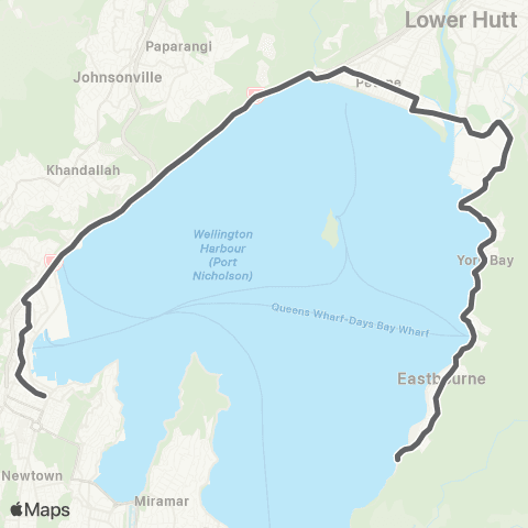 Metlink Eastbourne - Gracefield - Petone - Wellington map