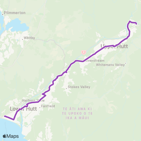 Metlink Emerald Hill - Upper Hutt - Lower Hutt - Petone map