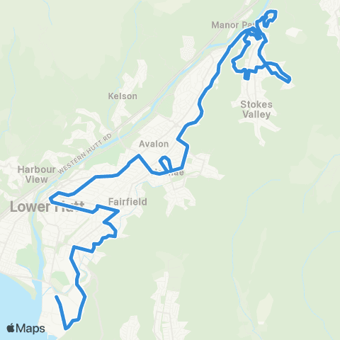 Metlink Stokes Val Hts - Naenae - Lower Hutt - Seaview map