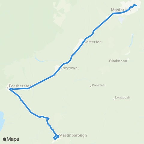 Metlink Masterton - Greytown - Featherston - Martinborough map