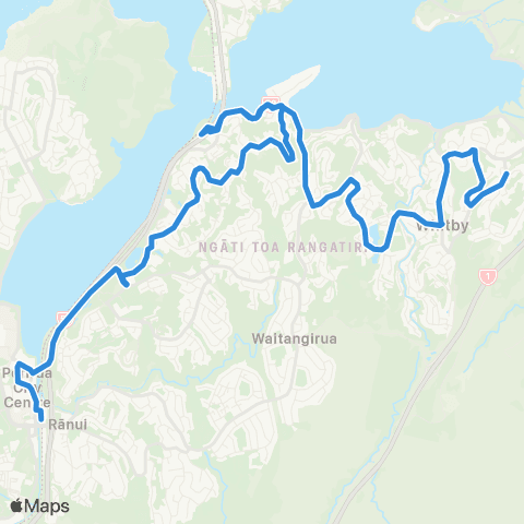 Metlink Whitby (Navigation Dr) - Paremata - Papakowhai - Porirua map