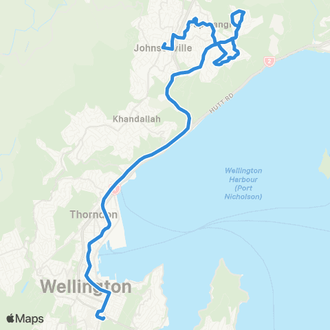 Metlink Johnsonville - Newlands - Wellington map