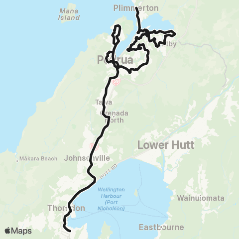Metlink After Midnight (Wellington - Porirua - Whitby - Plimmerton) map