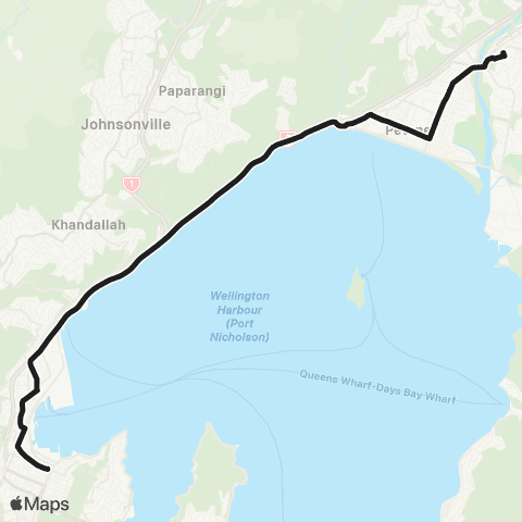 Metlink After Midnight (Lower Hutt - Petone - Wellington) map