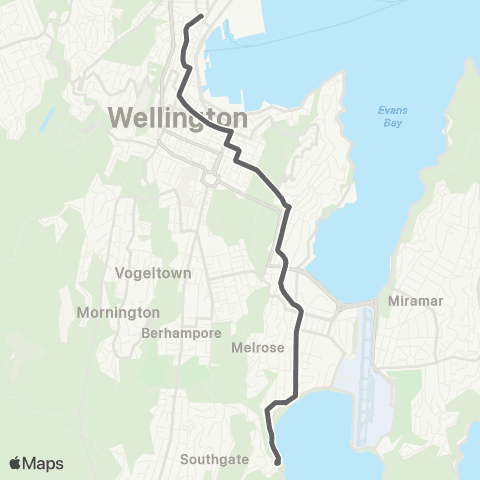 Metlink Lyall Bay - Kilbirnie - Hataitai - Wellington map