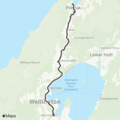 Metlink Porirua - Tawa - Johnsonville - Wellington map