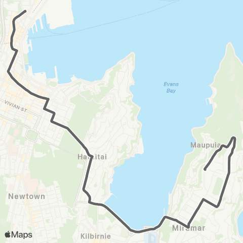 Metlink Miramar North - Wellington (Express) map