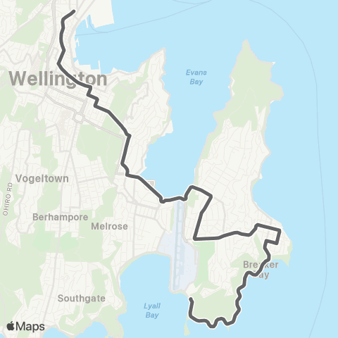 Metlink Scorching Bay / Moa Point - Wellington (Exp) map