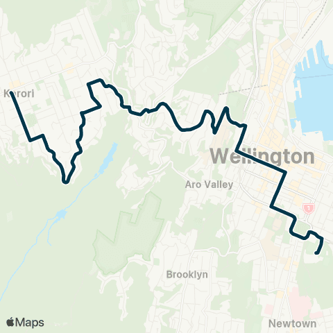 Metlink Wellington Coll - Kelburn - Karori (Wrights Hill) map