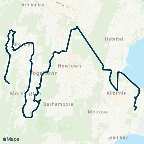 Metlink Kowhai Pk - Kingston - Vogeltown - Basin Schools, St Patrick's & Rongotai Colleges map