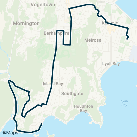 Metlink Rongotai Coll - Berhampore - Island Bay - Owhiro Bay map