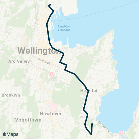 Metlink St Patrick's Coll - Hataitai - Mt Victoria - Wellington map
