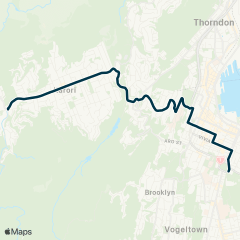 Metlink Karori - Kelburn - Wellington Coll & Wellington HS map