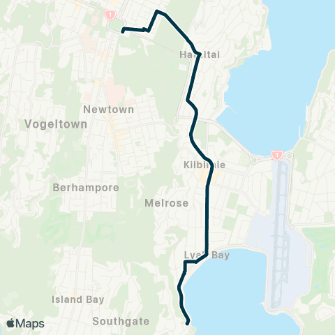 Metlink Lyall Bay - Kilbirnie - Hataitai - Basin Schools map
