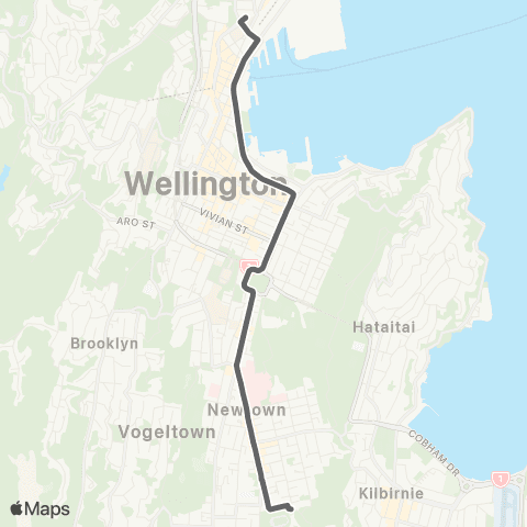 Metlink Wellington Hosp - Wellington Sta (Direct via Quays) map