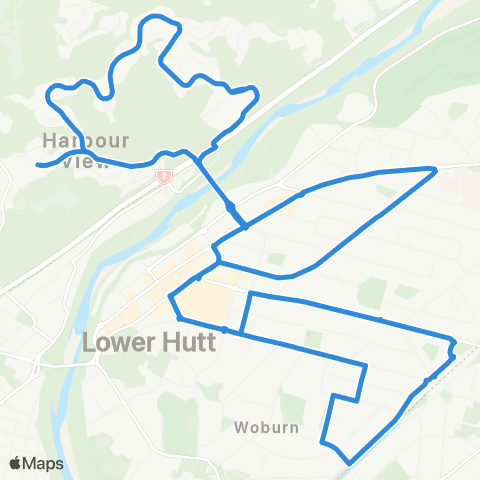 Metlink Waterloo - Lower Hutt - Tirohanga - Lower Hutt - Waterloo map