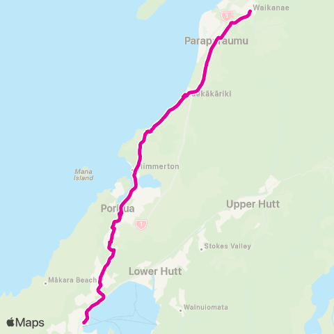 Metlink Kāpiti BRT (Waikanae - Wellington) map