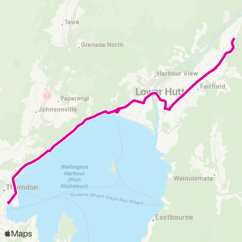 Metlink Hutt Val BRT (Upper Hutt - Wellington) map