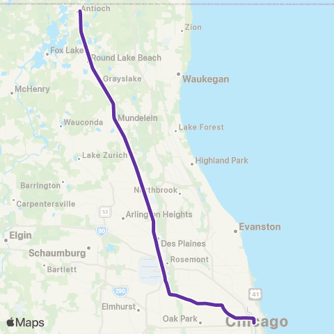 Metra North Central Service map