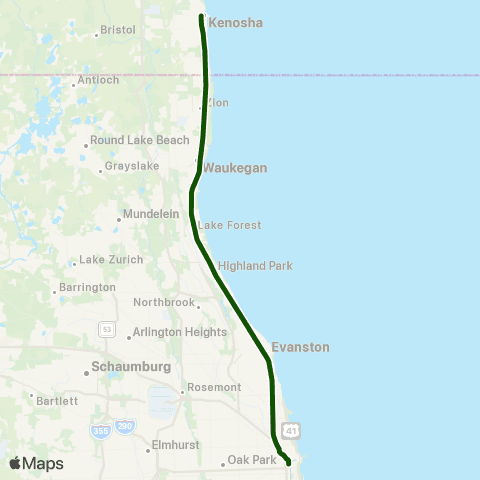 Metra Union Pacific North map