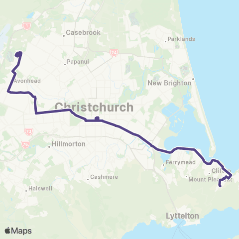 Metro Christchurch Airport / Sumner map