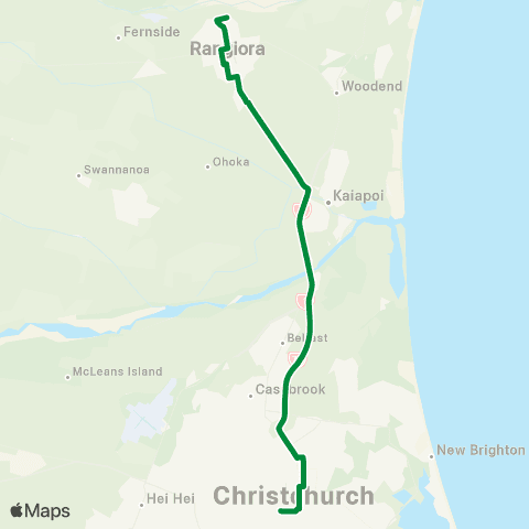 Metro Christchurch Rangiora / City direct map