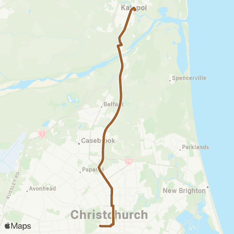 Metro Christchurch Kaiapoi / City direct map