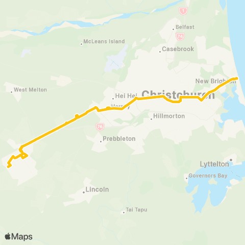Metro Christchurch Rolleston / New Brighton map