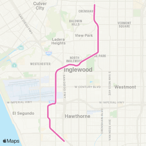 Metro Expo / Crenshaw - Redondo Beach map