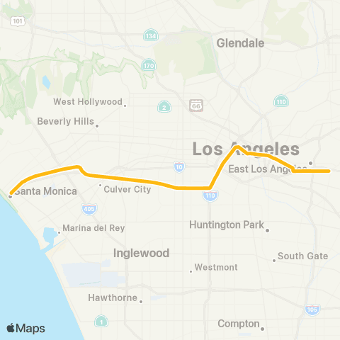Metro East Los Angeles - Santa Monica map