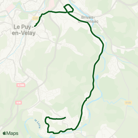 Mobilité-en-Velay Coubon par ZI de Brives map