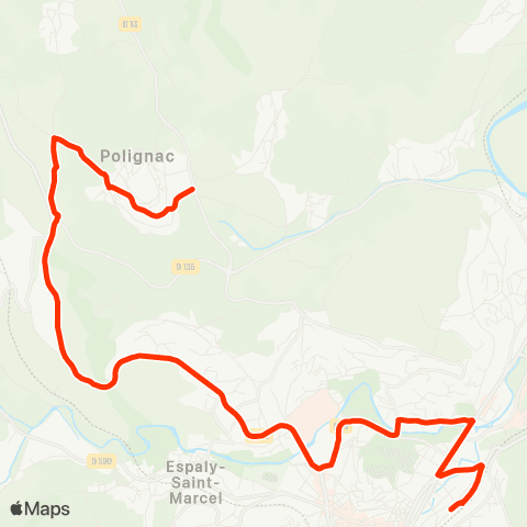 Mobilité-en-Velay Polignac par Rives de la Borne map