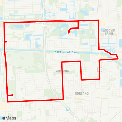 Miami Gardens Trolleys Red map