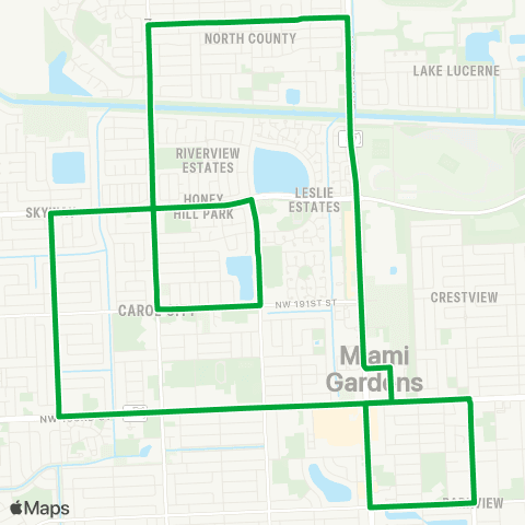 Miami Gardens Trolleys Green map