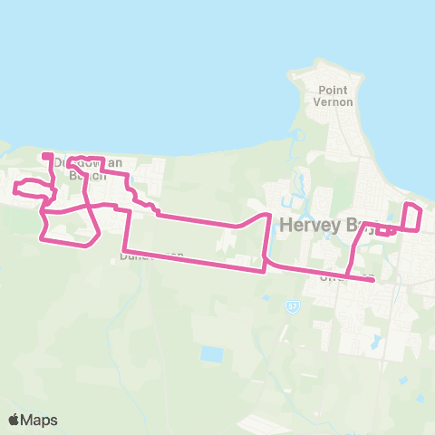 Translink Maryborough-Hervey Bay Craignish - Hervey Bay servicing Hosp Coll map