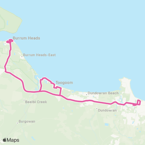 Translink Maryborough-Hervey Bay Burrum Heads - Hervey Bay servicing Toogoom map