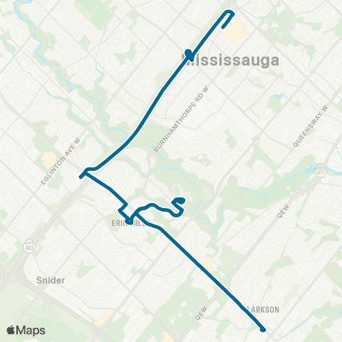 Mississauga Transitway University Express map