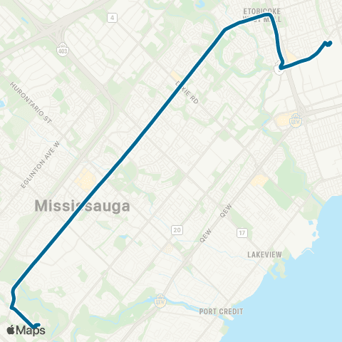 MiWay Burnhamthorpe Express map
