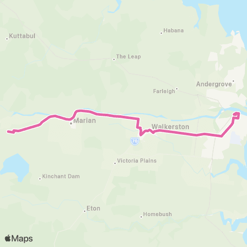 Translink Mackay Caneland - Mirani via Walkerston and Marian map