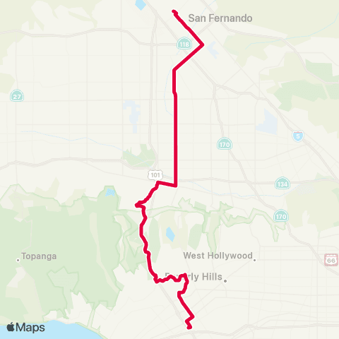 Metro Rapid Line map