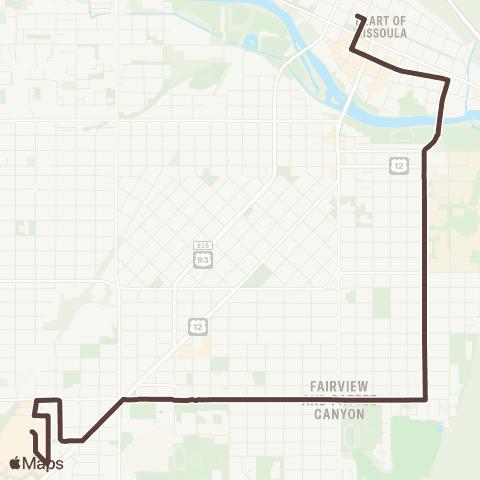 Mountain Line Downtown / University / Southgate Mall map