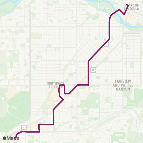 Mountain Line Downtown / Southgate Mall / Wal-Mart map