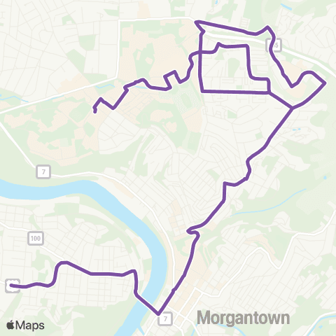 Mountain Line Transit Authority Purple Line map
