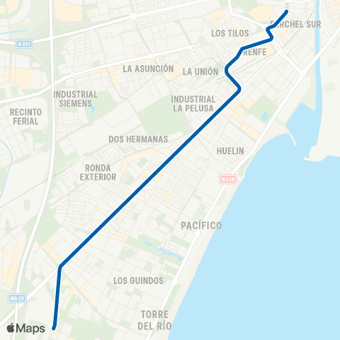 Metro Málaga Línea 2 map