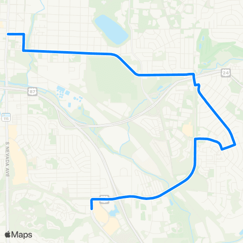 Mountain Metro Fountain Blvd / E Cheyenne Mtn Blvd map