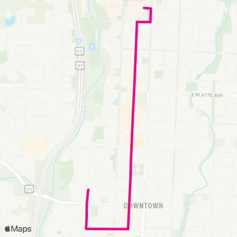 Mountain Metro Zeb Downtown Shuttle map