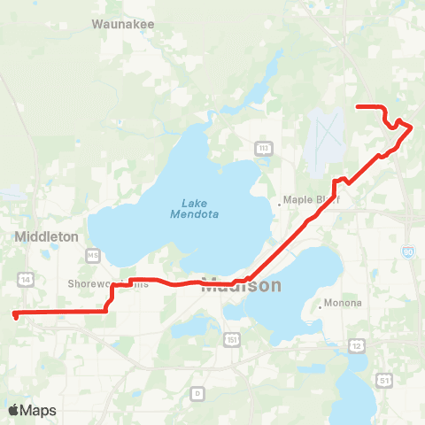 Madison Metro Rapid Route A map