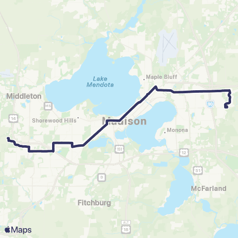 Madison Metro Route D map