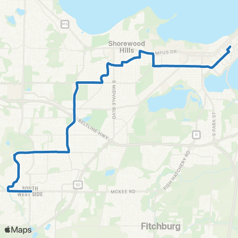 Madison Metro Route E map
