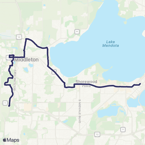 Madison Metro Route F map